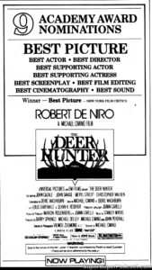 THE DEER HUNTER- Newspaper ad. March 8, 1979.
