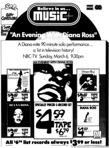 DIANA ROSS- Newspaper ad. March 6, 1977.
