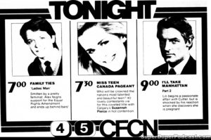 FAMILY TIES- CFCN television guide ad. March 2, 1987.