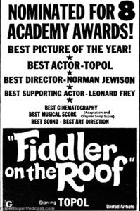 FIDDLER ON THE ROOF- Newspaper ad. March 29, 1972.
