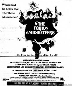 THE FOUR MUSKETEERS- Newspaper ad. March 24, 1975.
