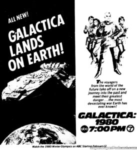 GALACTICA 1980- Television guide ad. February 3, 1980.