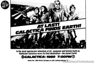 GALACTICA 1980- Television guide ad. January 27, 1980.