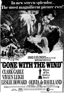 GONE WITH THE WIND- Newspaper ad. March 28, 1971.