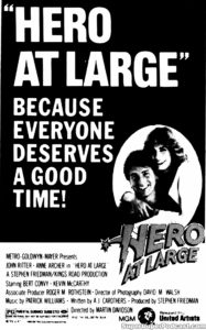 HERO AT LARGE- Newspaper ad. March 24, 1983.