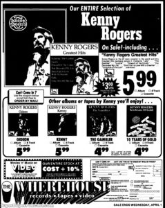 KENNY ROGERS- Newspaper ad. March 29, 1981.