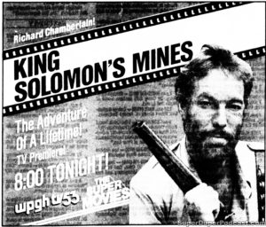 KING SOLOMON'S MINES- Television guide ad. March 1, 1988.