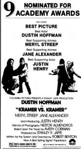 KRAMER VS. KRAMER- Newspaper ad. March 19, 1980.