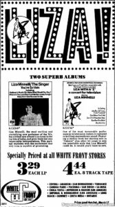 LIZA MINNELLI- Newspaper ad. March 11, 1973.