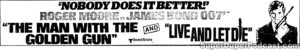 THE MAN WITH THE GOLDEN GUN/LIVE AND LET DIE- Newspaper ad. March 22, 1978.