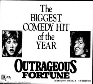 OUTRAGEOUS FORTUNE- Newspaper ad. March 30, 1987.