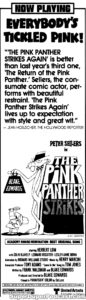 THE PINK PANTHER STRIKES AGAIN- Newspaper ad. March 17, 1977.