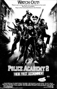 POLICE ACADEMY 2 BACK IN TRAINING- Newspaper ad. March 29, 1985.
