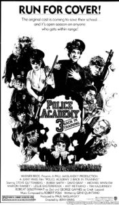 POLICE ACADEMY 3 BACK IN TRAINING- Newspaper ad. March 28, 1986.