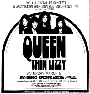 QUEEN- Newspaper ad. March 5, 1977.