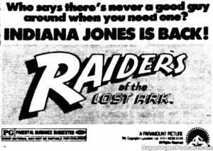 RAIDERS OF THE LOST ARK- Newspaper ad. March 26, 1983.