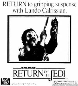 RETURN OF THE JEDI- Newspaper ad. March 30, 1985.