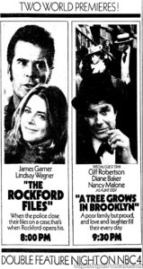 THE ROCKFORD FILES- NBC television guide ad. March 27, 1974.