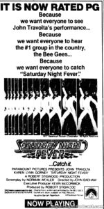 SATURDAY NIGHT FEVER- Newspaper ad. March 31, 1978.