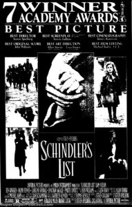 SCHINDLER'S LIST- Newspaper ad. March 27, 1994.