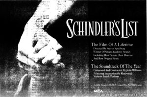 SCHINDLER'S LIST- Newspaper ad. March 31, 1994.