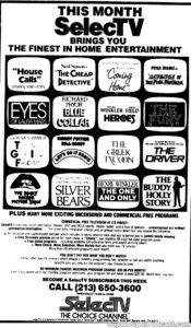 SELECT TV CABLE AD- television guide ad. March 5, 1979.
