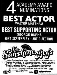 THE SUNSHINE BOYS- Newspaper ad. March 23, 1976.