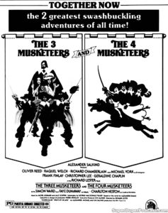 THE THREE MUSKETEERS/THE FOUR MUSKETEERS- Newspaper ad. March 19, 1976.