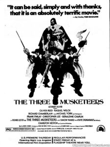 THE THREE MUSKETEERS- Newspaper ad. March 24, 1974.