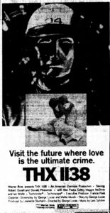THX 1138- Newspaper ad. March 16, 1971.