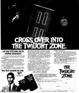 THE TWILIGHT ZONE- Home video ad. March 6, 1988.