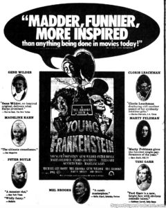 YOUNG FRANKENSTEIN- Newspaper ad. March 22, 1975.