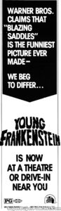 YOUNG FRANKENSTEIN- Newspaper ad. March 30, 1976.