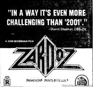 ZARDOZ- Newspaper ad. March 27, 1974.
