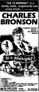10 TO MIDNIGHT- Newspaper ad. April 6, 1983.