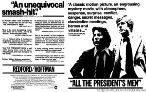 ALL THE PRESIDEN'T MEN- Newspaper ad. April 18, 1976.