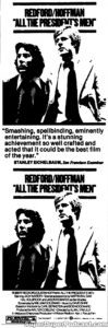 ALL THE PRESIDENT'S MEN- Newspaper ad. April 26, 1977.