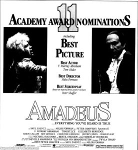 AMADEUS- Newspaper ad. March 2, 1985.