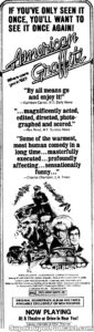 AMERICAN GRAFFITI- Newspaper ad. April 15, 1974.
