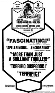 THE ANDROMEDA STRAIN- Newspaper ad. April 10, 1971.
