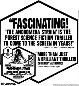 THE ANDROMEDA STRAIN- Newspaper ad. April 16, 1971.