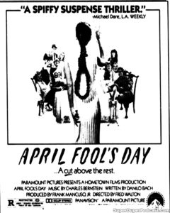 APRIL FOOL'S DAY- Newspaper ad. April 15, 1986.