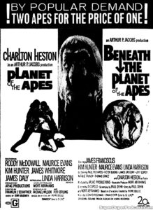 PLANET OF THE APES/BENEATH THE PLANET OF THE APES- Newspaper ad. April 10, 1971.