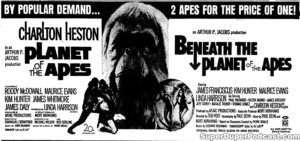 PLANET OF THE APES/BENEATH THE PLANET OF THE APES- Newspaper ad. APRIL 2, 1971.