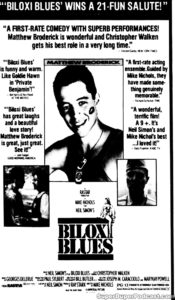 BILOXI BLUES- Newspaper ad. April 18, 1988.
