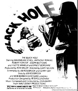 THE BLACK HOLE- Newspaper ad. April 1, 1981.