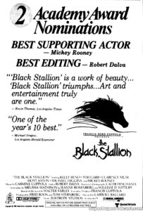 THE BLACK STALLION- Newspaper ad. April 19, 1980.