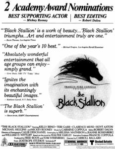 THE BLACK STALLION- Newspaper ad. April 5, 1980.