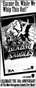BLAZING SADDLES- Newspaper ad. April 27, 1993.