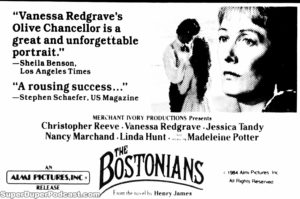 THE BOSTONIANS- Newspaper ad. APRIL 2, 1985.